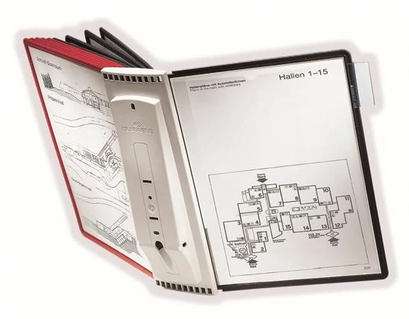 Bemutatótábla tartó, fali, 10 db bemutatótáblával, DURABLE 