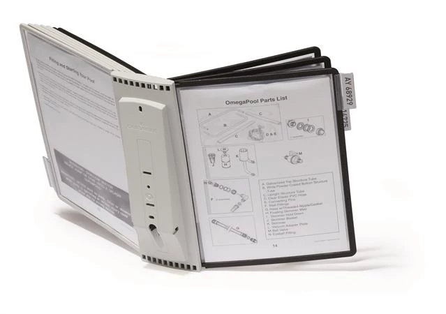 Bemutatótábla tartó, fali, 10 db bemutatótáblával, DURABLE 