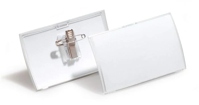 Névkitűző, csíptetővel és tűvel, PP, 40x75 mm, DURABLE 