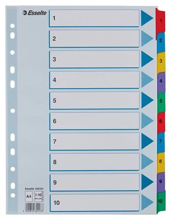 Regiszter, karton, A4, 1-10, ESSELTE 