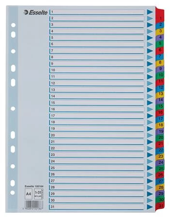 Regiszter, karton, A4, 1-31, ESSELTE 