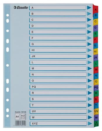 Regiszter, karton, A4, A-Z, ESSELTE 