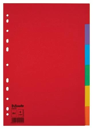 Regiszter, karton, A4, 6 részes, ESSELTE 