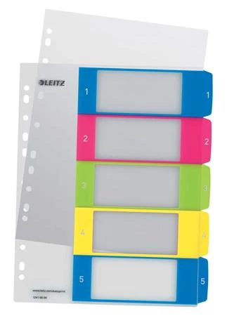 Regiszter, műanyag, A4 Maxi, 1-5, LEITZ 