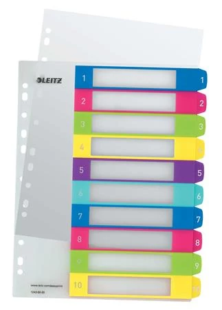 Regiszter, műanyag, A4 Maxi, 1-10, LEITZ 