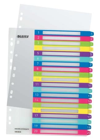 Regiszter, műanyag, A4 Maxi, 1-20, LEITZ 
