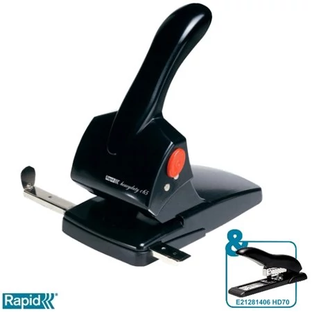 Lyukasztó, nagyteljesítményű, kétlyukú, 65 lap, RAPID 