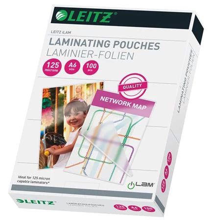 Meleglamináló fólia, 125 mikron, A6, fényes, LEITZ 