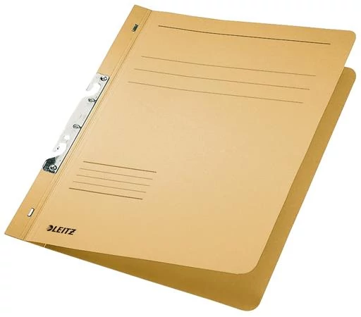 Gyorsfűző, karton, fémszerkezettel, A4, LEITZ, sárga, 50 db/csomag