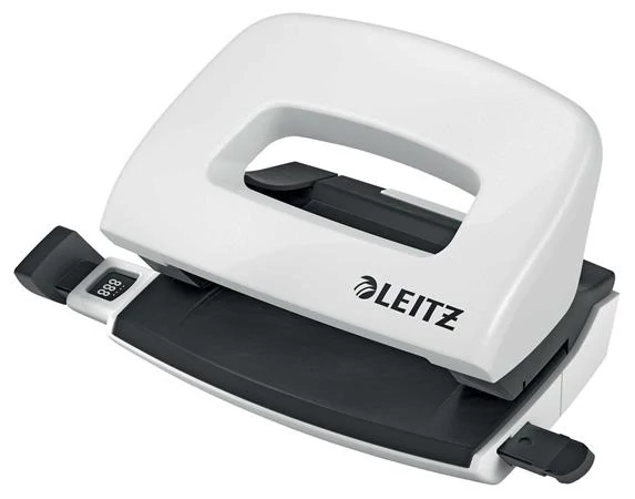 Lyukasztó, kétlyukú, 10 lap, fém, mini, LEITZ 