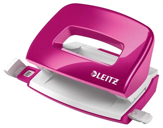 Lyukasztó, kétlyukú, 10 lap, fém, mini, LEITZ 