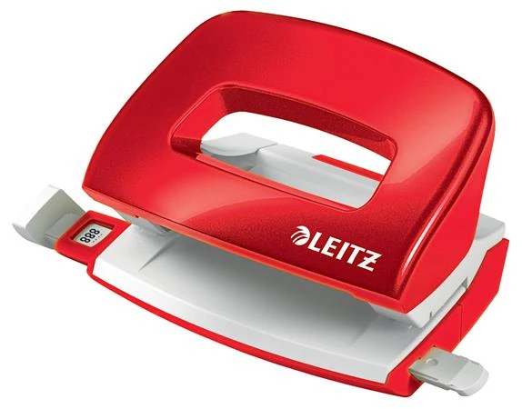 Lyukasztó, kétlyukú, 10 lap, fém, mini, LEITZ 