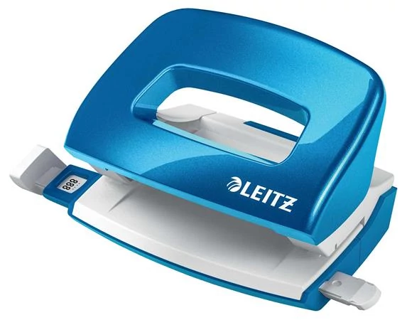 Lyukasztó, kétlyukú, 10 lap, fém, mini, LEITZ 