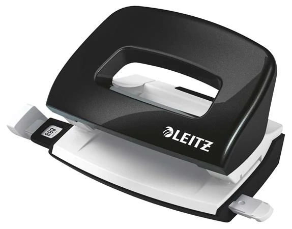 Lyukasztó, kétlyukú, 10 lap, fém, mini, LEITZ 