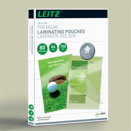 Meleglamináló fólia, 80 mikron, A4, fényes, UDT technológiával, LEITZ 