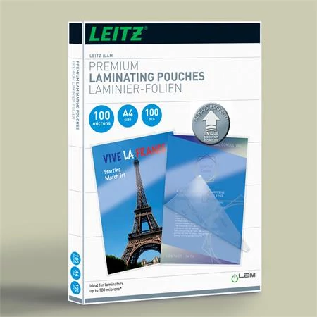 Meleglamináló fólia, 100 mikron, A4, fényes, UDT technológiával, LEITZ 