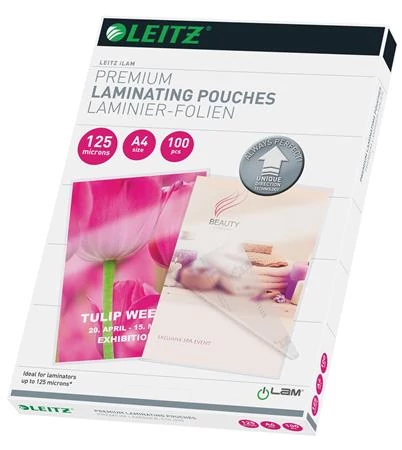 Meleglamináló fólia, 125 mikron, A4, fényes, UDT technológiával, LEITZ 