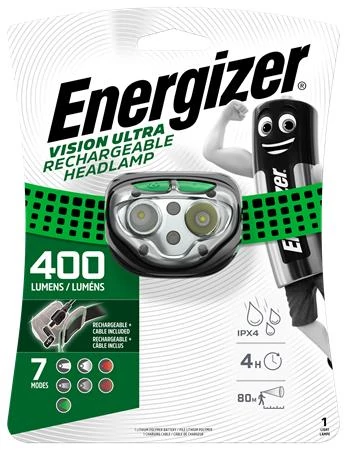Fejlámpa, 4 LED, beépített akku, ENERGIZER 