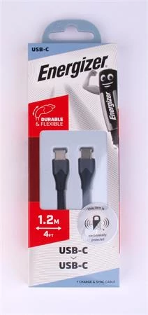USB kábel, USB-C - USB-C, 1,2m, ENERGIZER, fekete