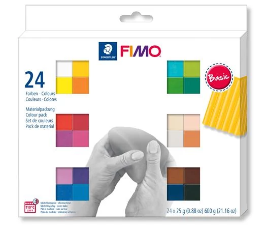 Gyurma, készlet, 24x25g, égethető, FIMO 