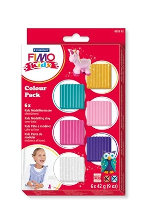 Gyurma készlet, 6x42 g, égethető, lányoknak, FIMO 