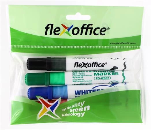 Táblamarker, 2,5 mm, kúpos, szett, FLEXOFFICE 