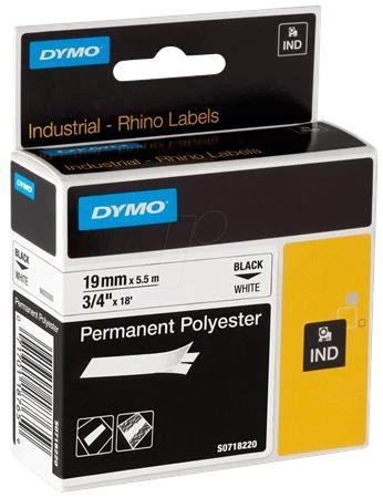 Feliratozógép szalag, tartós poliészter, 19 mm x 5,5 m, DYMO 
