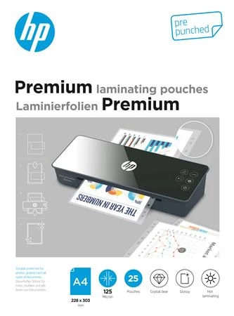 Meleglamináló fólia, 125 mikron, A4, fényes, 25 db, HP 