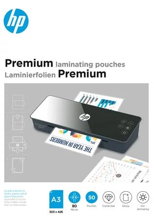 Meleglamináló fólia, 80 mikron, A3, fényes, 50 db, HP 