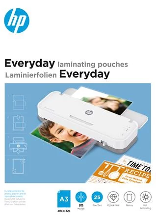 Meleglamináló fólia, 80 mikron, A3, fényes, 25 db, HP 