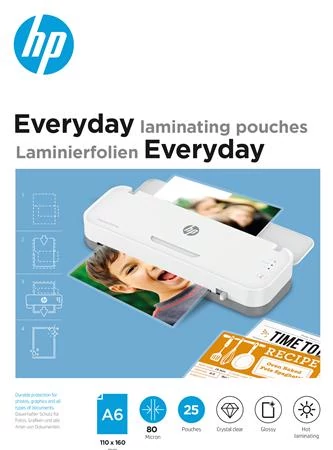 Meleglamináló fólia, 80 mikron, A6, fényes, 25 db, HP 