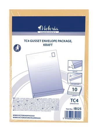 Redős-talpas tasak csomag, TC4, szilikonos, 40 mm talp, VICTORIA PAPER, barna kraft, 10 db/csomag