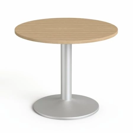 Tárgyalóasztal, kör, szürke fémlábbal, O 90 cm, MAYAH 
