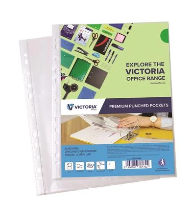 Genotherm, lefűzhető, A4, 80 mikron, víztiszta, VICTORIA OFFICE, 100 db/csomag