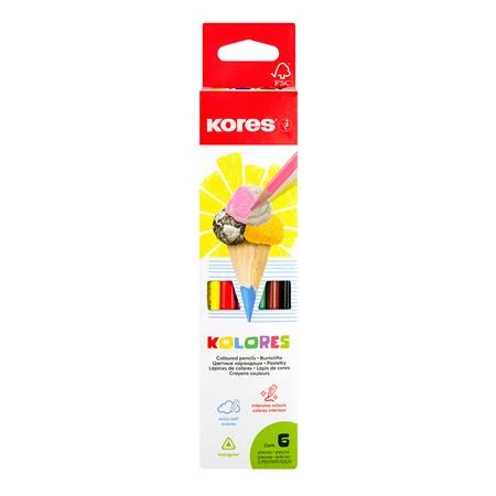 Színes ceruza készlet, háromszögletű, KORES 