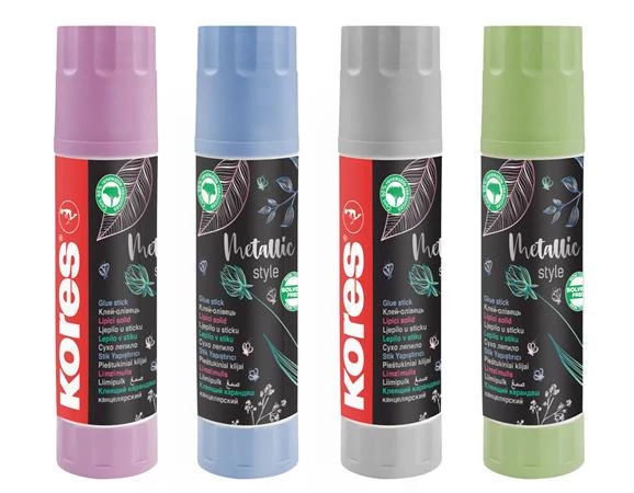 Ragasztóstift, metál színű tokban, 20 g, KORES 