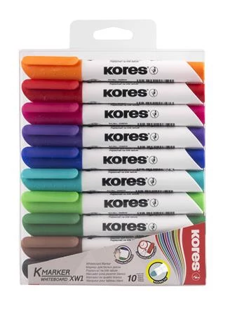 Tábla- és flipchart marker készlet, 3 mm, kúpos, KORES 