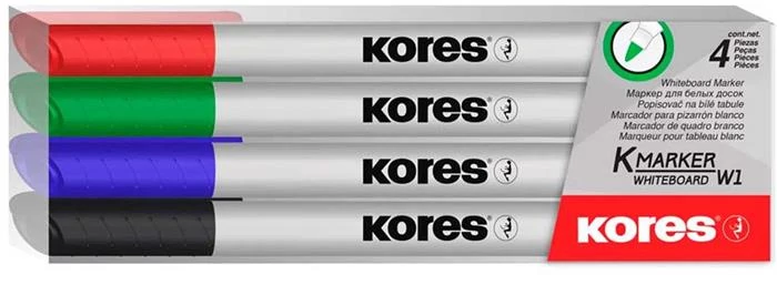 Tábla- és flipchart marker készlet, 1-3 mm kúpos, KORES 