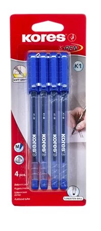 Golyóstoll, 1,0 mm, kupakos, háromszögletű, KORES 