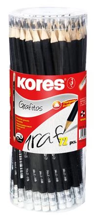 Grafitceruza radírral, HB, háromszögletű, KORES, 72 db/csomag