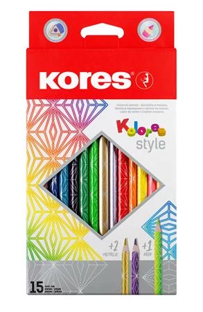 Színes ceruza készlet, háromszögletű, KORES 