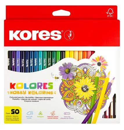 Színes ceruza készlet, háromszögletű, KORES 