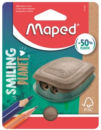 Hegyező, kétlyukú, tartályos, műanyag, FSC, MAPED 