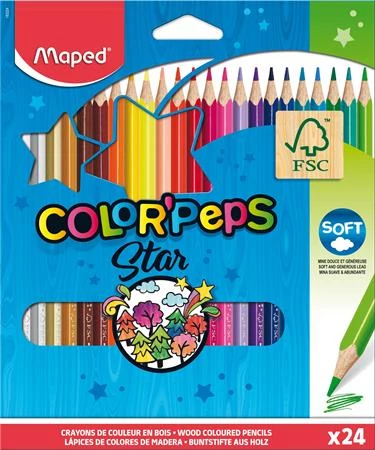 Színes ceruza készlet, háromszögletű, MAPED 