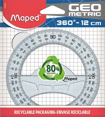Szögmérő, műanyag, 360°, MAPED 