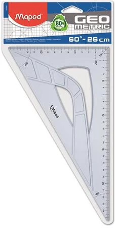 Háromszög vonalzó, műanyag, 60°, 26 cm, MAPED 