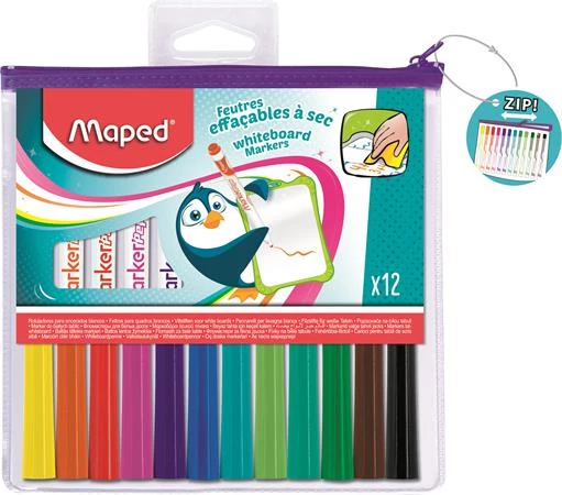 Táblamarker készlet, 1,5 mm, kimosható, fehértáblához, MAPED 