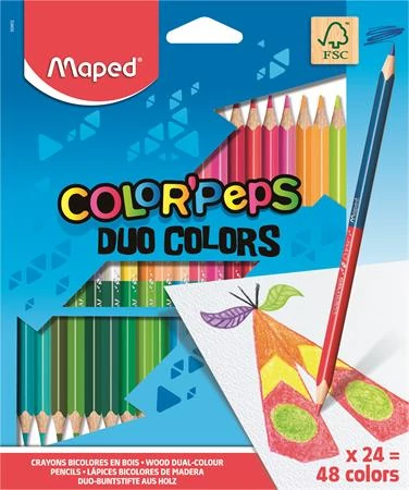 Színes ceruza készlet, háromszögletű, kétvégű, MAPED 