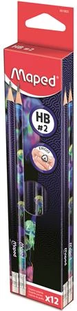 Grafitceruza radírral, HB, háromszögletű, MAPED 