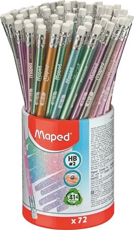 Grafitceruza radírral, ceruzatartó, HB, háromszögletű, MAPED 